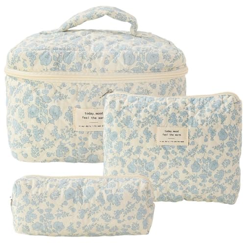 MAYCREATE® Makeup Bag Pouch Set, Quilted Cosmetic Bags, Large Floral Cotton Make Up Bag for Women, Travel Toiletry Bags MAYCREATE® Makeup Bag Pouch Set, Quilted Cosmetic Bags, Large Floral Cotton Make Up Bag for Women, Travel Toiletry Bags
